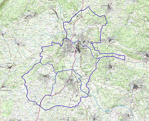 carte avec délimitation des 4 communes